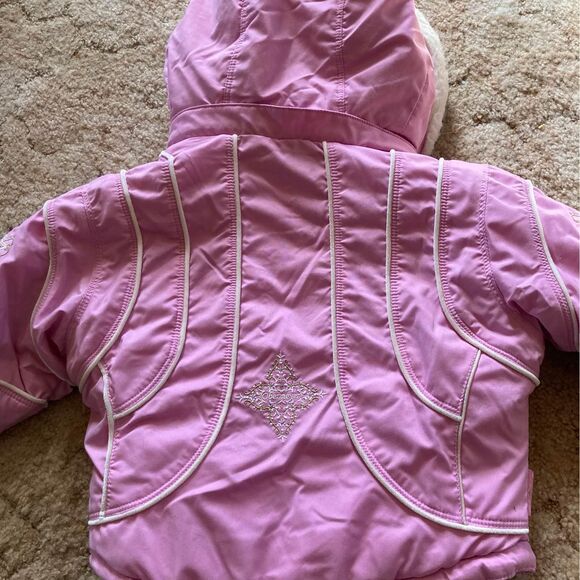 Obermeyer Kids Ski Snow Jacket Detachable Hood Embroidered Pink Size 2T - Picture 3 of 10